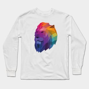 Rainbow Geometric Lion Head Long Sleeve T-Shirt